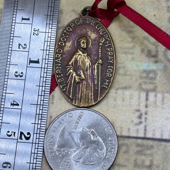 Vintage Saint Bernard Doctor of the Church St Anthony Religious Medal Pendant - Picture 2 of 5